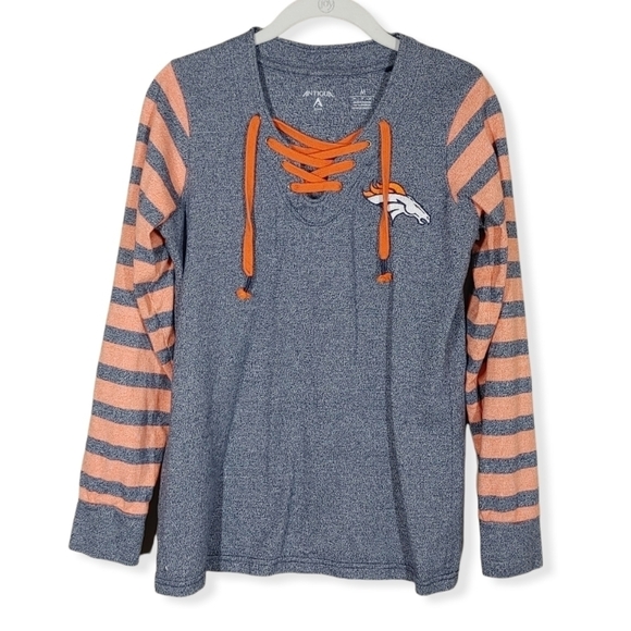 Antigua Tops - Antigua Broncos Tie Up V Neck Sweatshirt Medium
